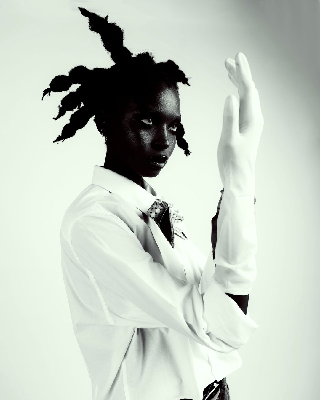 Close portrait with silk scarf