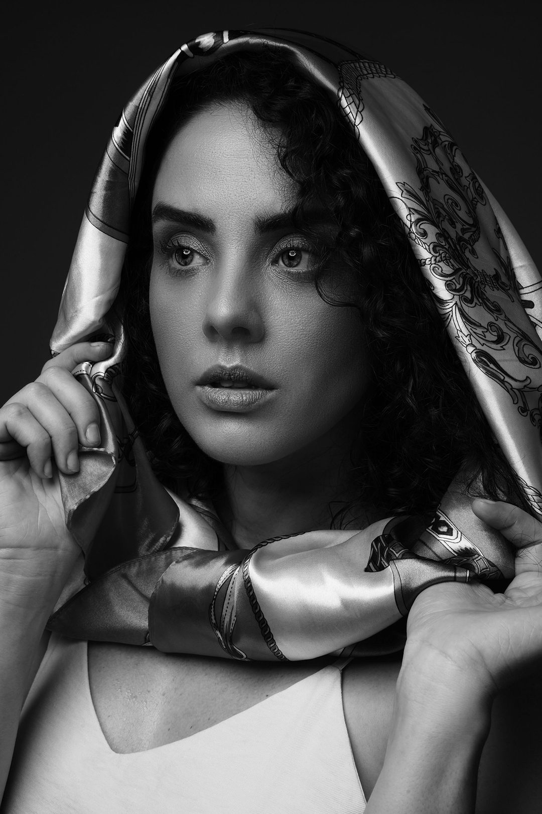 Freckled portrait with head wrap